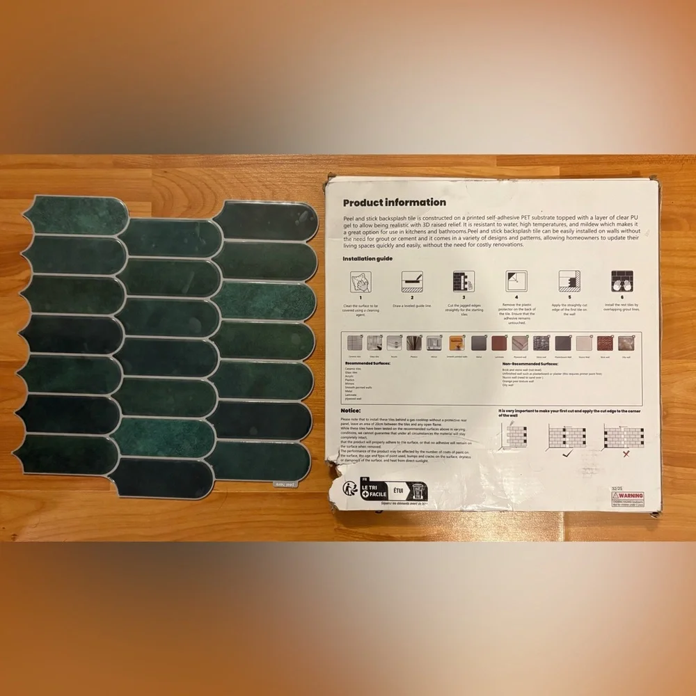 Green Peel and Stick Wall Tiles - 10 Pack